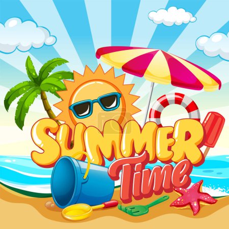 Illustration for Summer time banner template illustration - Royalty Free Image