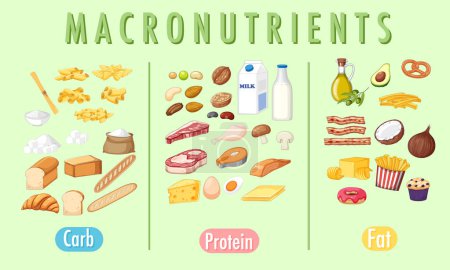 Illustration for Main food groups macronutrients vector illustration - Royalty Free Image