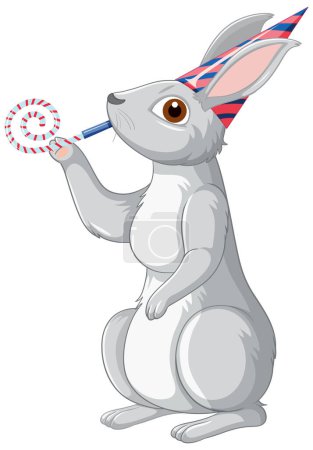 Illustration for Cute grey rabbit cartoon character illustration - Royalty Free Image