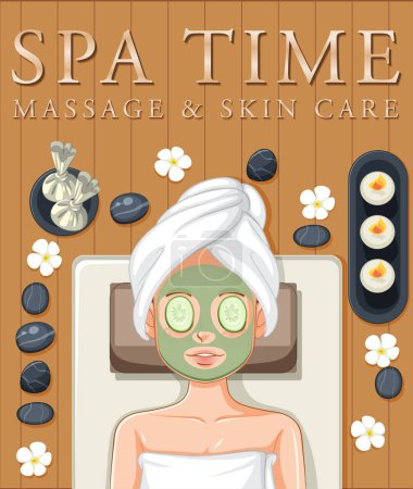 Illustration for Spa massage and skincare poster design illustration - Royalty Free Image