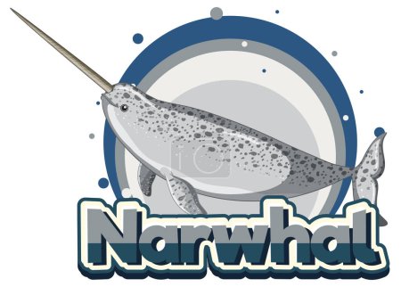 Ilustración de Logo Narwhal con ilustración de carácter de cartón - Imagen libre de derechos