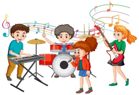 Ilustración de Niños tocando diferentes instrumentos musicales ilustración - Imagen libre de derechos