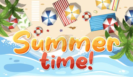 Illustration for Summer time banner poster template illustration - Royalty Free Image