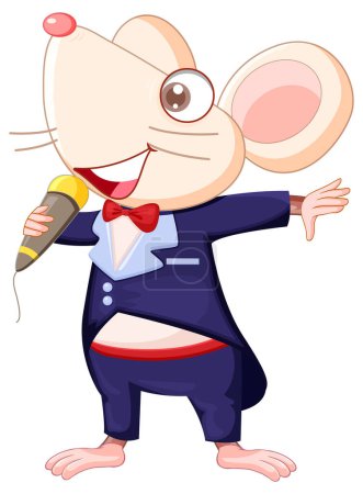 Téléchargez les illustrations : Singer rat cartoon character illustration - en licence libre de droit