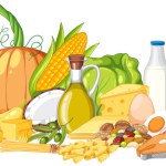 The five food groups isolated illustration