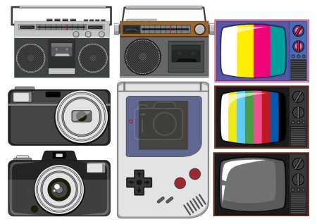 Illustration for Retro objects and electronic devices illustration - Royalty Free Image