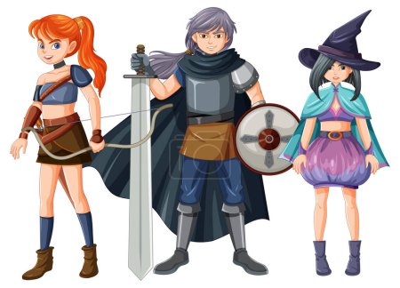 Ilustración de Fantasía personajes de dibujos animados conjunto ilustración - Imagen libre de derechos