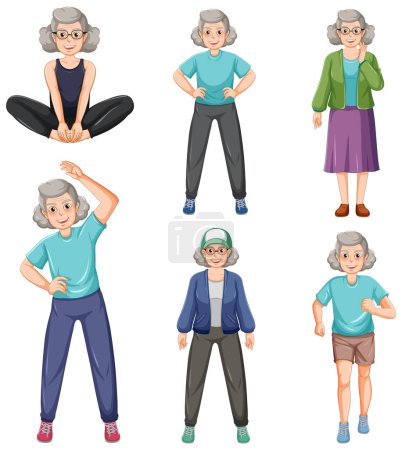 Illustration for Collection of elderly people characters illustration - Royalty Free Image