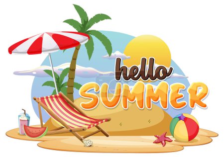 Illustration for Hello summer logo template illustration - Royalty Free Image