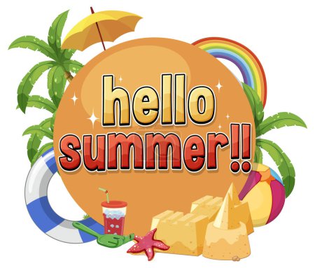 Téléchargez les illustrations : Hello summer logo template illustration - en licence libre de droit