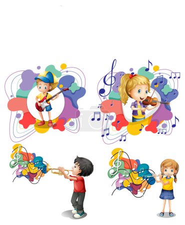 Illustration for Music theme cartoon icon illustration - Royalty Free Image
