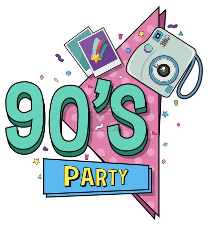 Ilustración de 90s party banner template illustration - Imagen libre de derechos