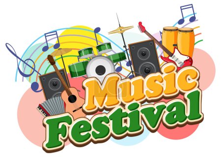 Illustration for Music festival text banner design illustration - Royalty Free Image