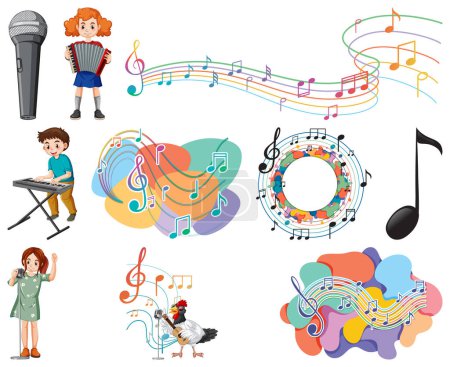 Illustration for Kids musical instruments and music symbols set illustration - Royalty Free Image