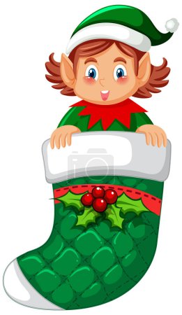 Ilustración de Dibujos animados de Navidad elfo carácter ilustración - Imagen libre de derechos