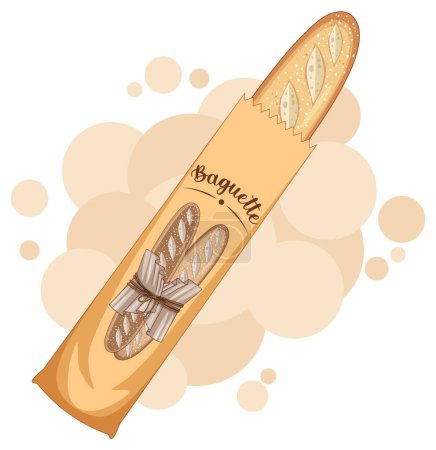 Ilustración de Pan de baguette en bolsa de papel ilustración - Imagen libre de derechos