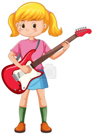 Illustration for Girl playing electric guitar vector illustration - Royalty Free Image