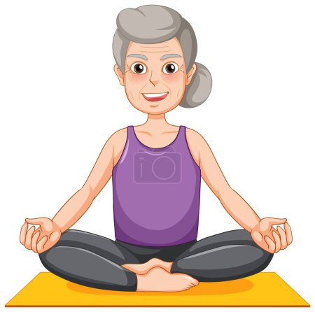 Téléchargez les illustrations : Vieille femme faisant illustration de yoga - en licence libre de droit
