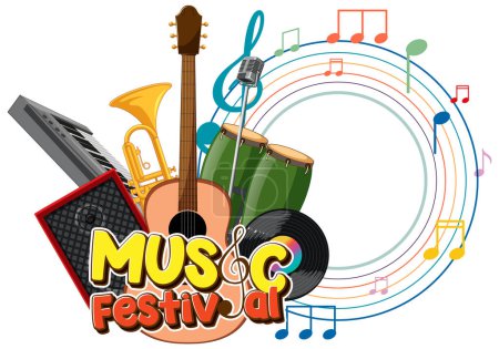 Téléchargez les illustrations : Festival de musique texte avec illustration d'instruments de musique - en licence libre de droit