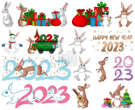 Illustration for Set of 2023 new year element icon illustration - Royalty Free Image