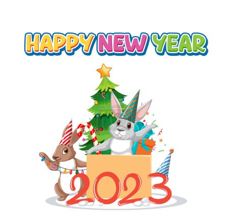 Illustration for Happy new year 2023 rabbit year illustration - Royalty Free Image
