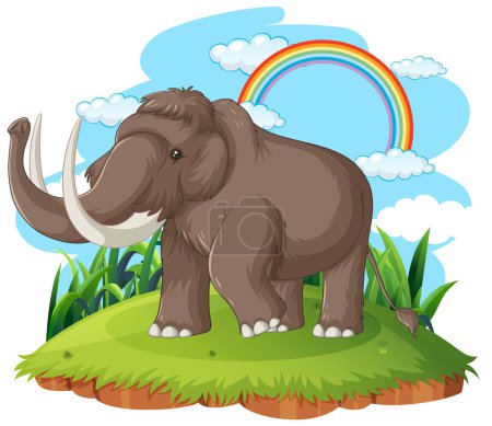 Ilustración de A woolly mammoth in nature illustration - Imagen libre de derechos