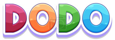 Illustration for Dodo bird colourful text icon illustration - Royalty Free Image