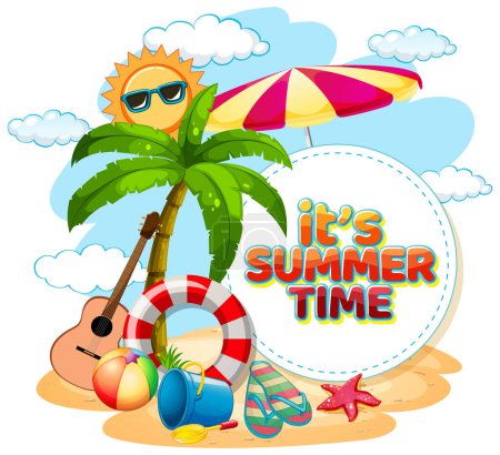 Ilustración de Its summer time text banner template illustration - Imagen libre de derechos