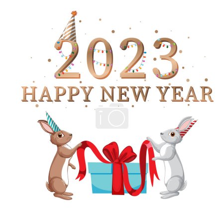Illustration for Happy new year 2023 rabbit year illustration - Royalty Free Image