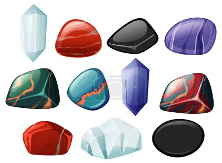 Illustration for Set of healing crystals and stones illustration - Royalty Free Image
