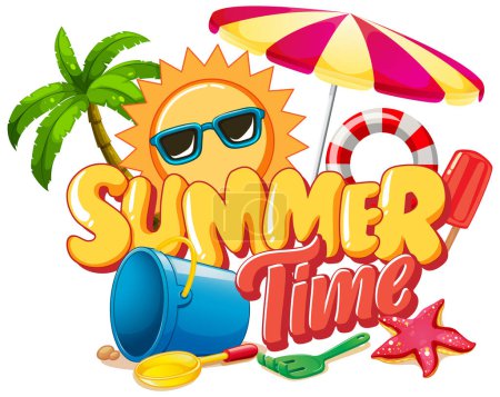 Illustration for Summer time text banner template illustration - Royalty Free Image