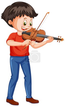Téléchargez les illustrations : A boy playing violin musical instrument illustration - en licence libre de droit