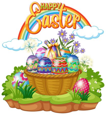 Téléchargez les illustrations : Joyeux vecteur du jour de Pâques pour illustration de bannière ou d'affiche - en licence libre de droit
