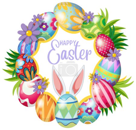 Illustration for Happy Easter day vector for banner or poster design illustration - Royalty Free Image