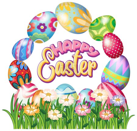 Illustration for Happy Easter day vector for banner or poster design illustration - Royalty Free Image
