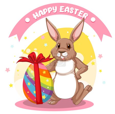 Illustration for Happy Easter Day with Bunny and Colorful Egg illustration - Royalty Free Image
