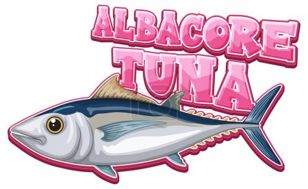 Ilustración de Logotipo de atún blanco con ilustración de carácter de cartón - Imagen libre de derechos
