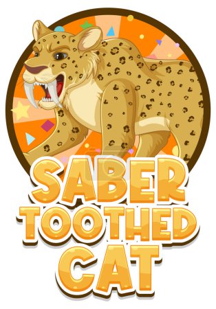 Illustration for Saber toothed cat cartoon character logo illustration - Royalty Free Image