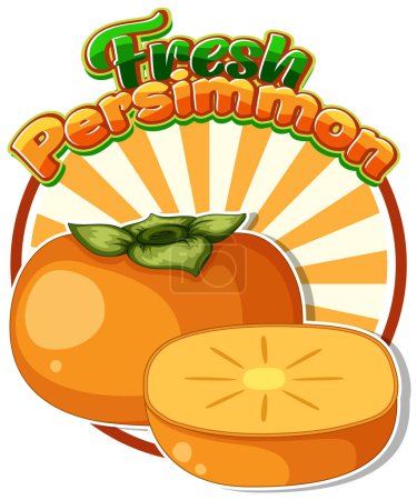 Ilustración de Persimmon fruit cartoon icon illustration - Imagen libre de derechos