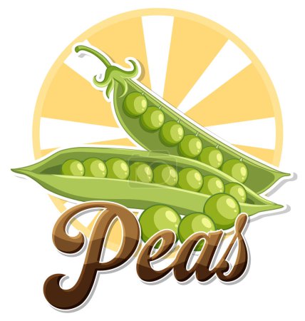 Téléchargez les illustrations : Isolated green peas cartoon illustration - en licence libre de droit
