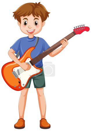 Ilustración de Un niño tocando la guitarra eléctrica ilustración - Imagen libre de derechos