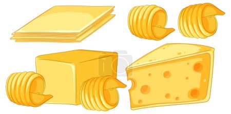 Téléchargez les illustrations : Illustration de collection beurre et fromage - en licence libre de droit