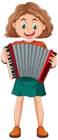 Illustration for Girl playing accordion vector illustration - Royalty Free Image