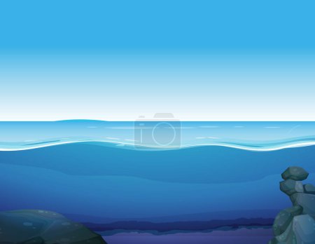 Téléchargez les illustrations : Nature sous-marin bleu clair fond d'eau illustration - en licence libre de droit