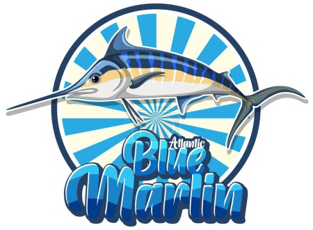 Téléchargez les illustrations : Logo poisson marlin bleu avec illustration cartonnée - en licence libre de droit