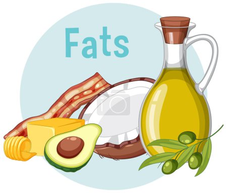 Illustration for Variety of fat foods illustration - Royalty Free Image