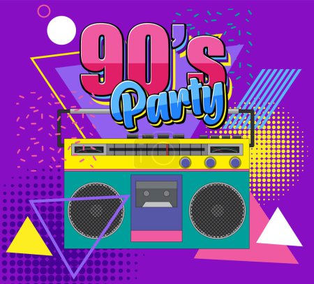 90s party poster template illustration