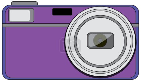 Téléchargez les illustrations : Caméra compacte violette sur fond blanc illustration - en licence libre de droit