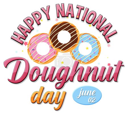 Illustration for Happy doughnut day in June logo illustration - Royalty Free Image