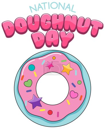 Illustration for Happy doughnut day in June logo illustration - Royalty Free Image